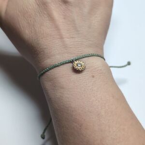 238 Pura Vida Gray with Yellow Sunflower Charm Adjustable‎ Slider Bracelet